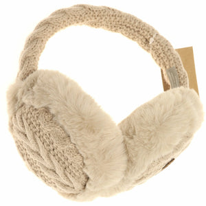 Cable Knit Faux Fur Earmuff