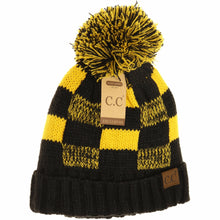 Load image into Gallery viewer, Fuzzy Lined NEW Buffalo Check Print CC Pom Beanie
