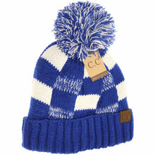 Load image into Gallery viewer, Fuzzy Lined NEW Buffalo Check Print CC Pom Beanie
