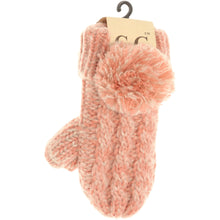 Load image into Gallery viewer, Kids CC Multi-Tone Double Pom Fuzzy Lined Mittens
