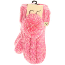 Load image into Gallery viewer, Kids CC Multi-Tone Double Pom Fuzzy Lined Mittens
