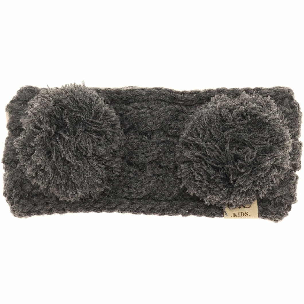 KIDS Solid Double Pom Head Wrap