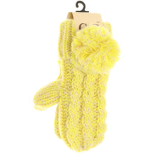 Load image into Gallery viewer, Kids CC Multi-Tone Double Pom Fuzzy Lined Mittens
