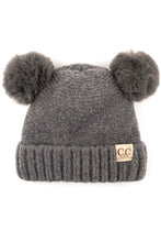 Load image into Gallery viewer, Kids CC Beanie with double pom pom and lining inside
