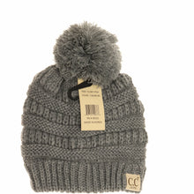 Load image into Gallery viewer, Kids Solid Pom CC Beanies
