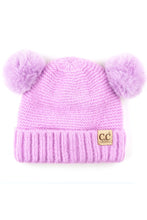 Load image into Gallery viewer, Kids CC Beanie with double pom pom and lining inside
