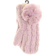 Load image into Gallery viewer, Kids CC Multi-Tone Double Pom Fuzzy Lined Mittens
