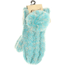 Load image into Gallery viewer, Kids CC Multi-Tone Double Pom Fuzzy Lined Mittens
