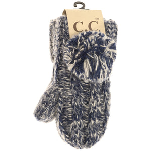 Kids CC Multi-Tone Double Pom Fuzzy Lined Mittens