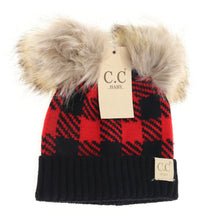 Load image into Gallery viewer, BABY Buffalo Check Double Pom C.C Beanie
