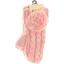 Load image into Gallery viewer, Kids CC Multi-Tone Double Pom Fuzzy Lined Mittens
