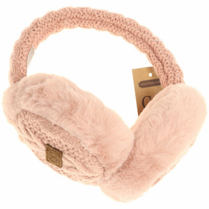 Cable Knit Faux Fur Earmuff