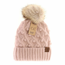 Load image into Gallery viewer, Bobble Knit Fur Pom C.C Beanie
