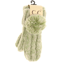 Load image into Gallery viewer, Kids CC Multi-Tone Double Pom Fuzzy Lined Mittens
