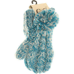 Kids CC Multi-Tone Double Pom Fuzzy Lined Mittens