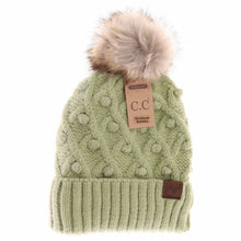 Load image into Gallery viewer, Bobble Knit Fur Pom C.C Beanie
